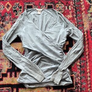 Gray Long Sleeve Wrap Top